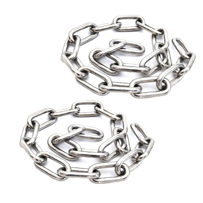  [AUSTRALIA] - 2 pcs Stainless Steel Safety Chains 20in (L) x 0.12in (T) Long Link Chain Rings Light Duty Coil Chain for Hanging Pulling Towing