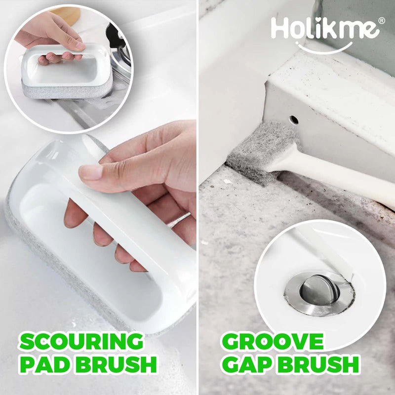  [AUSTRALIA] - Holikme 7 Pack Kitchen Cleaning Brush Set, Dish Brush for Cleaning, Kitchen Scrub Brush&Bendable Clean Brush&Groove Gap Brush&Scouring Pad for Pot and Pan, Kitchen Sink, Green
