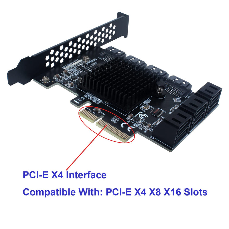  [AUSTRALIA] - PCI-E SATA Expansion Card 10 Ports PCIe x4 to SATA 3.0 6Gbps Expansion Controller Adapter Card with 10 SATA Cables and Low Profile Bracket, Non-Raid( ASM1166+JMB575 )