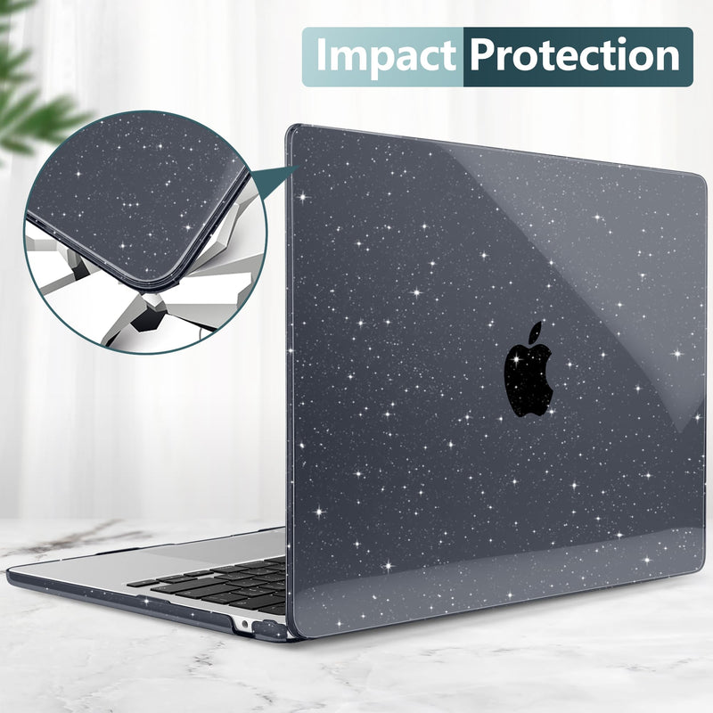  [AUSTRALIA] - DONGKE M2 MacBook Air 15 Inch Case 2023 A2941, Bling Plastic Hard Shell with Keyboard Cover & Screen Protector for MacBook Air 15" with M2 Chip & Liquid Retina Display Touch ID - Star Black