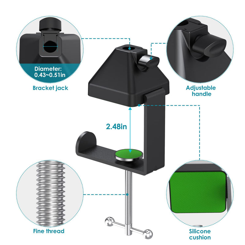  [AUSTRALIA] - YOUSHARES Metal Table Mount Clamp for Microphone Arm Stand Table Clamp with Adjustable Interface Aperture, Fits for Desktop