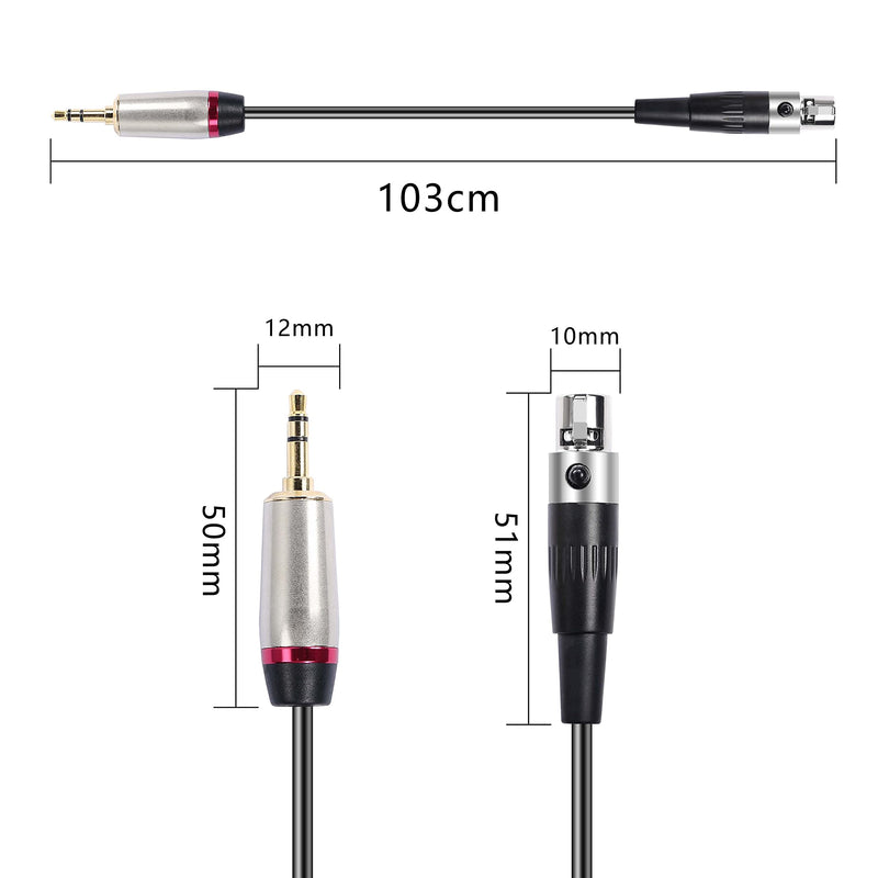  [AUSTRALIA] - XMSJSIY 3.5mm 1/8 to Mini XLR Adapter Cable, 1/8 inch TRS tereo Audio to Mini XLR 3 Pin Female Converter Cable for Cameras Microphones Headphone-3.3 Feet- Mini XLR Female