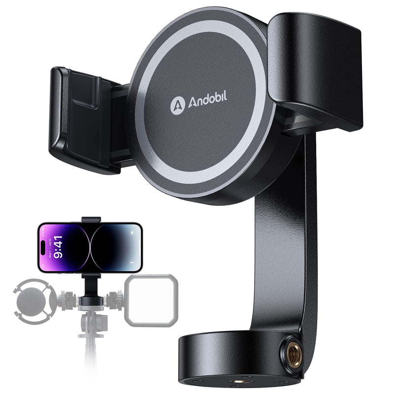  [AUSTRALIA] - andobil MagStick iPhone Tripod Mount, Auto Clamping Magnetic Tripod Holder 360 Rotation,1/4" Screw Hole Tripod Adapter Fit for Camera/iPhone 14/Pro/Pro Max/Plus, Tripod Clamp Compatible with Magsafe