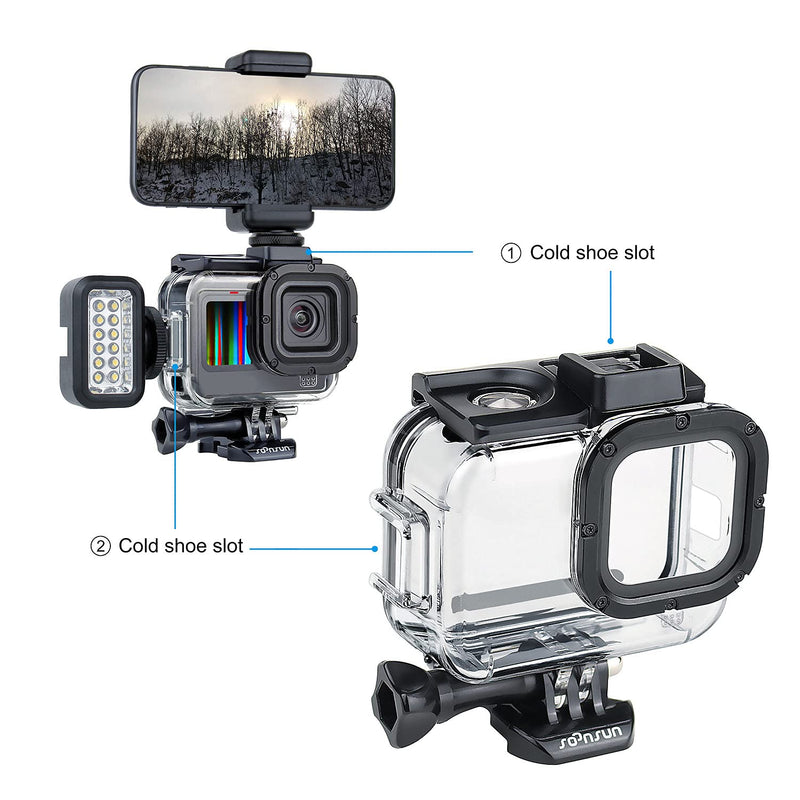 [AUSTRALIA] - SOONSUN Replacement Side Door Cover + Skeleton Protective Frame Housing Case for GoPro Hero 10 9 Black with 2 Cold Shoe Slot Mount, Charging Without Removing Housing Case, Ideal for Vlog Recording Side Door with Skeleton Housing Case for HERO 10 9 Black
