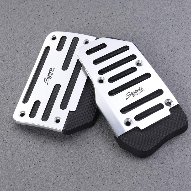  [AUSTRALIA] - Vosarea Non Slip Automatic Car Treadle Accelerator Brake Pedal Cover Footrests Set 2pcs (Silver)