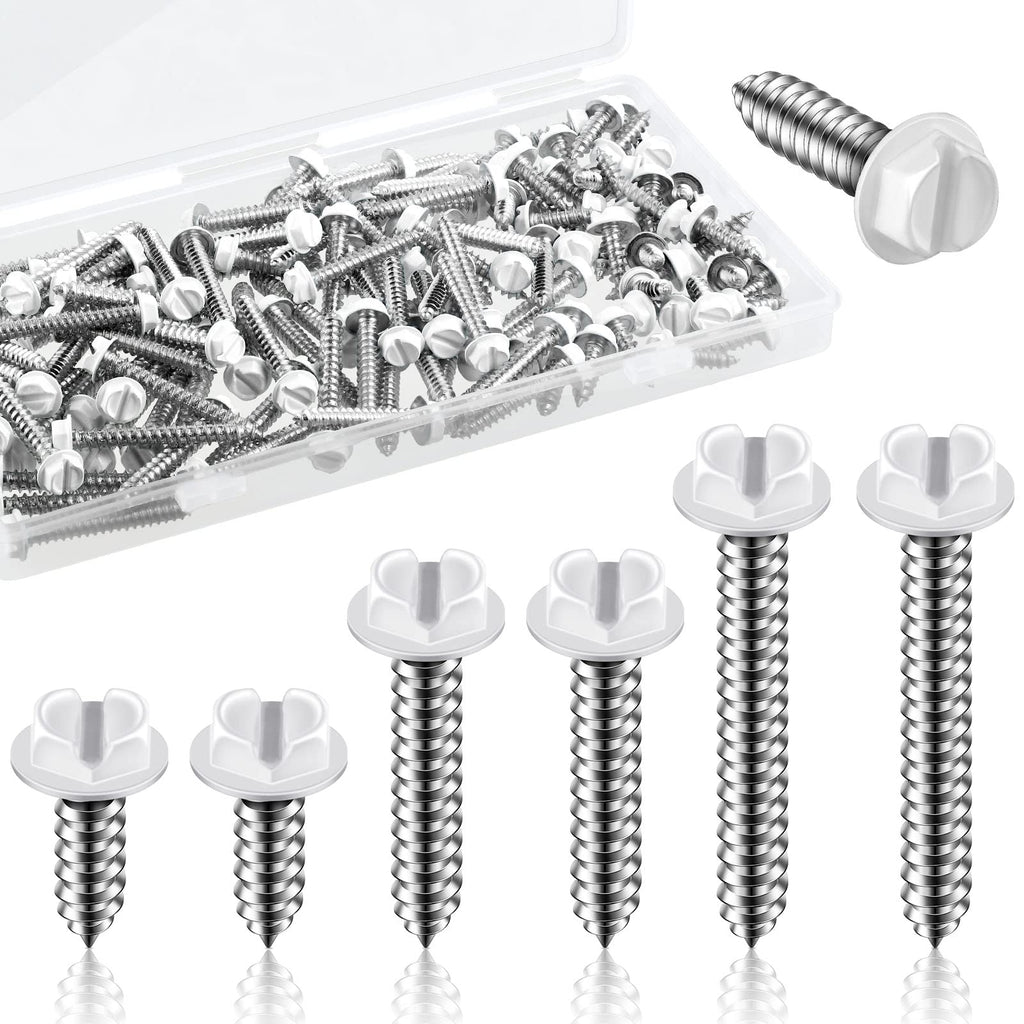  [AUSTRALIA] - 120 Pcs #8 White Gutter Screws White Sheet Metal Screws White Hex Washer Head Screws White Self Tapping Screws White Zip Wood Screws for Gutter and Downspout 3 Sizes(1/2 Inch, 1 Inch, 1-1/4 Inch)