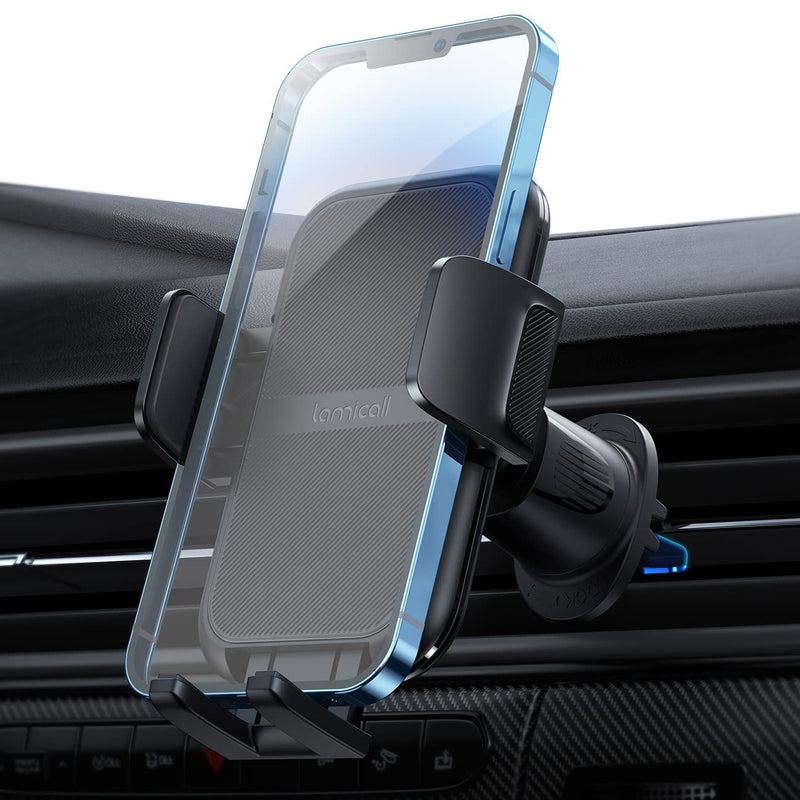 [AUSTRALIA] - Lamicall 2023 Wider Clamp & Metal Hook Phone Mount for Car Vent [Thick Cases Friendly] Car Phone Holder Hands Free Cradle Air Vent for iPhone Smartphone