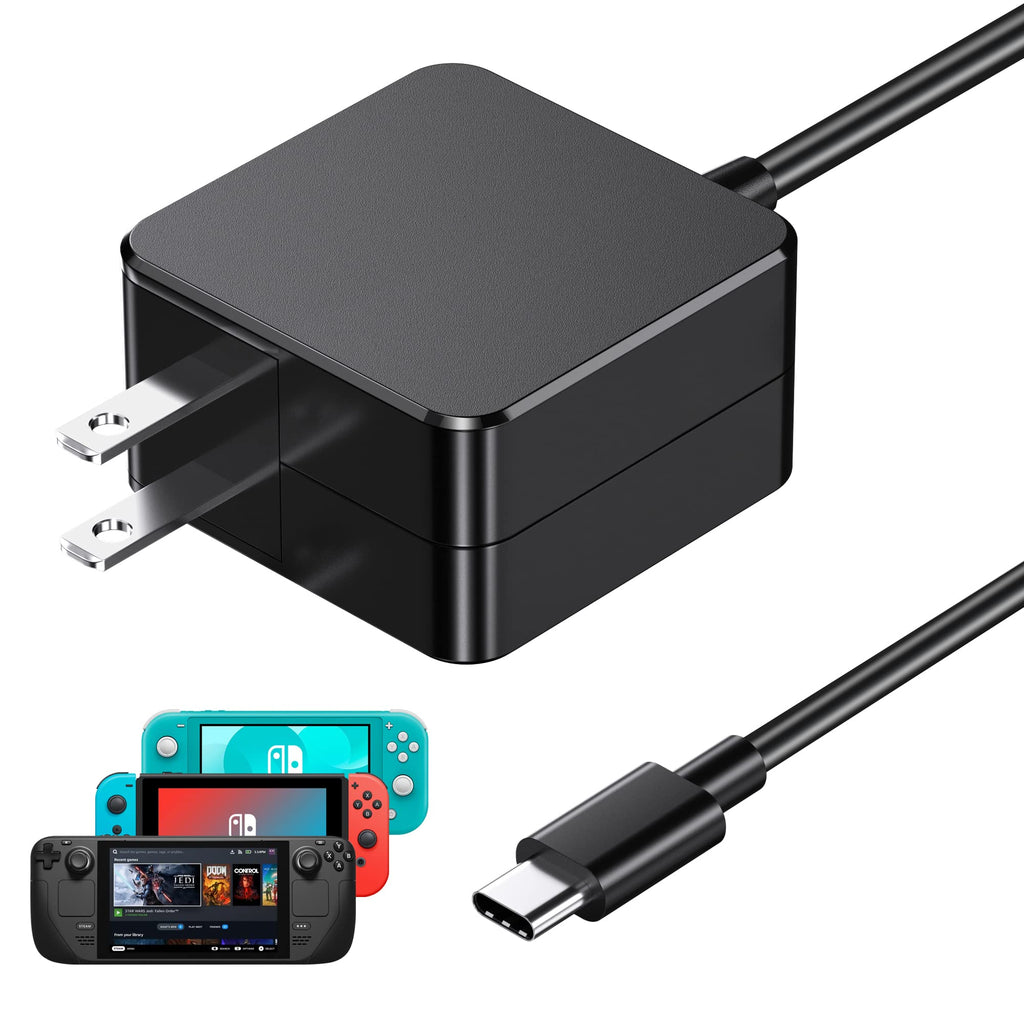  [AUSTRALIA] - Fast Charger for Steam Deck, Ponkor 45W USB-C Power Adapter with 5.9ft Charging Cable Compatible Nintendo Switch/OLED/Lite, Type C Charger for Mac Book Pro, iPad, Phone, Laptop