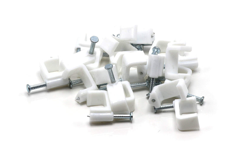 [AUSTRALIA] - THE CIMPLE CO - Dual, Twin, or Siamese Coaxial Cable Clips, Cat6, Electrical Wire Cable Clip, 1/2 in Nail Clip and Fastener, White (100 Pieces per Bag) 100 Pack White, Double