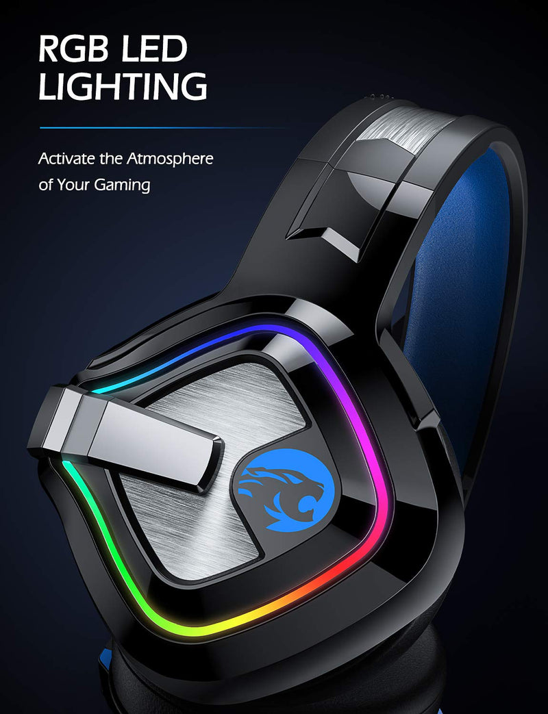 ZIUMIER Gaming Headset PS4 Headset, Xbox One Headset with Noise Canceling Mic and RGB Light, PC Headset with Stereo Surround Sound, Over-Ear Headphones for PC, PS4, PS5, Xbox One, Laptop Blue - LeoForward Australia