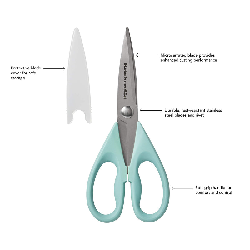 KitchenAid All Purpose Shears with Protective Sheath, 8.72-Inch, Aqua Sky - LeoForward Australia