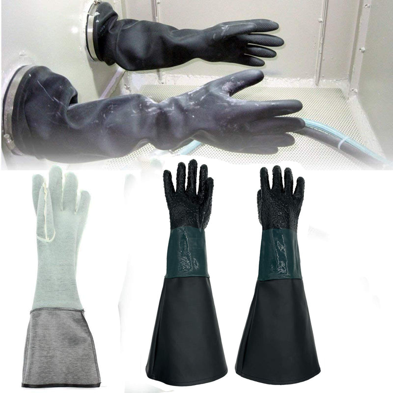  [AUSTRALIA] - Rubber Sandblaster Gloves for Abrasive Blasting be Used on Sandblast Cabinet Sand Blasting Gloves With Particle