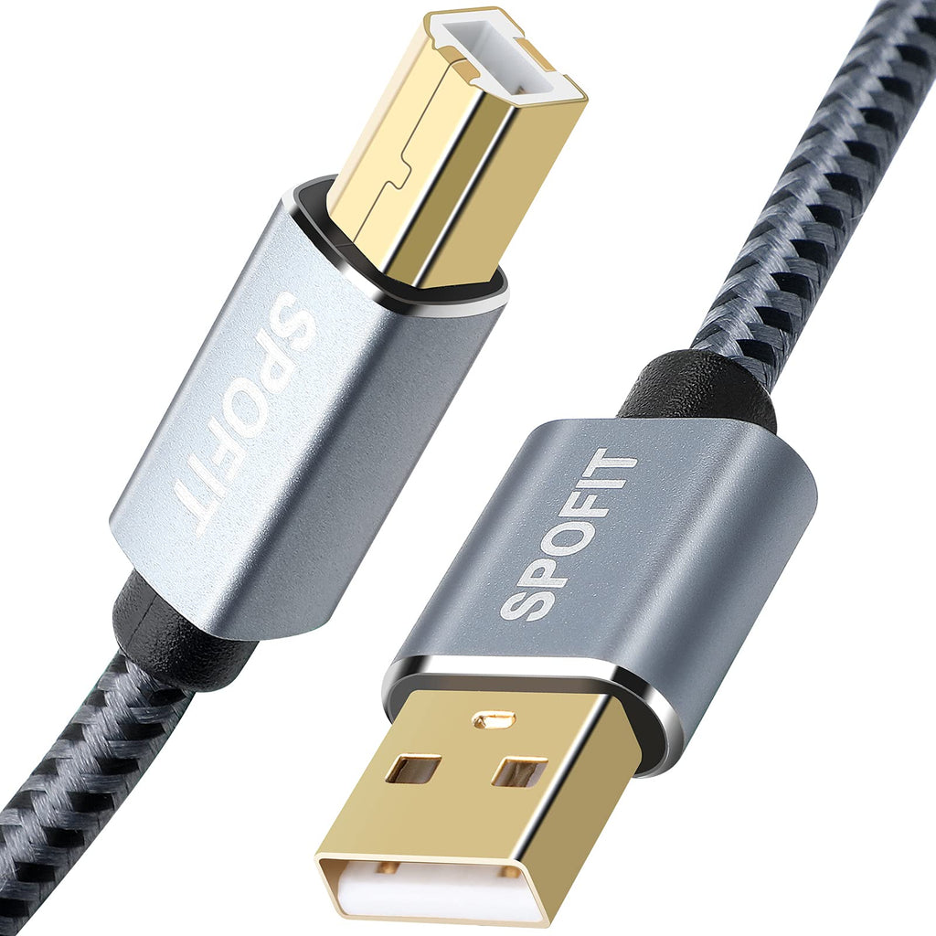  [AUSTRALIA] - USB Printer Cable,Spofit Printer USB Cord 2.0 A-Male to B-Male Nylon Braided High Speed Scanner Cable for Printer/Scanner (15 Feet) 15Feet