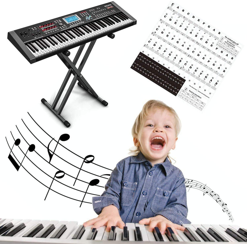 Piano Keyboard Stickers for 88/61/ 54/49 Key, Black Transparent Removable for kids Beginners (Black) Full Key-Black - LeoForward Australia