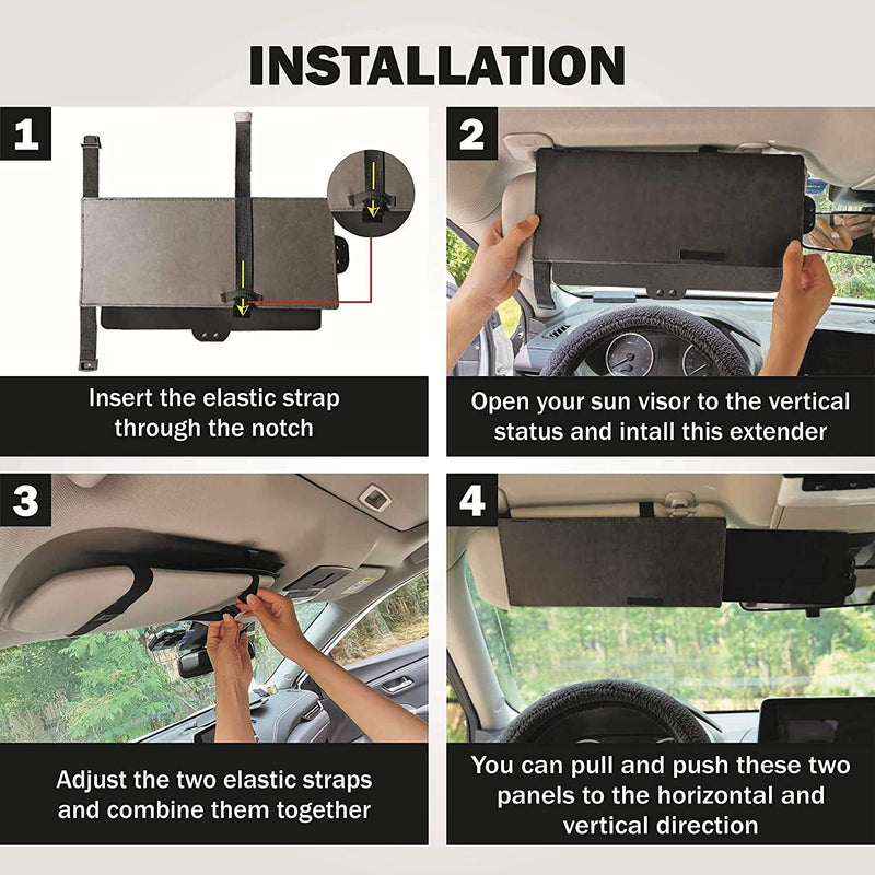 EcoNour Car Sun Visor Extender| One Pull Down Sunshade and One Side Sunshade Sun Block Piece| Protects from UV Rays, Snow Blindness| Universal fit for Most of The All Cars - LeoForward Australia