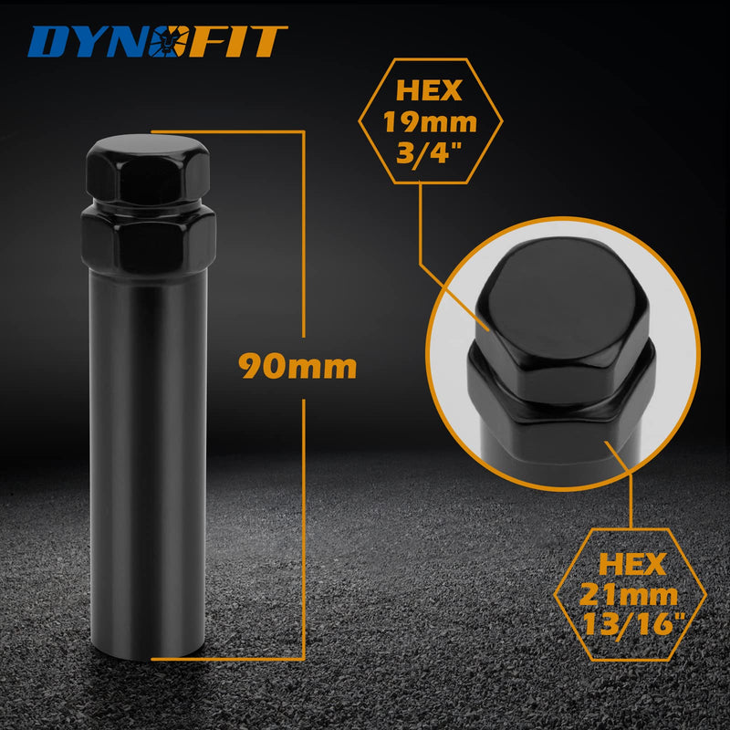  [AUSTRALIA] - DYNOFIT 6 Spline Tuner Lug Nuts Key for Wrench with 3/4 inch (19mm) and 13/16 inch(21mm) Hex, Aftermarket Lugnuts Socket Replacement Tool for 1/2 inch 12x1.5 12x1.25 Lug Nut 1 Year Warranty Black