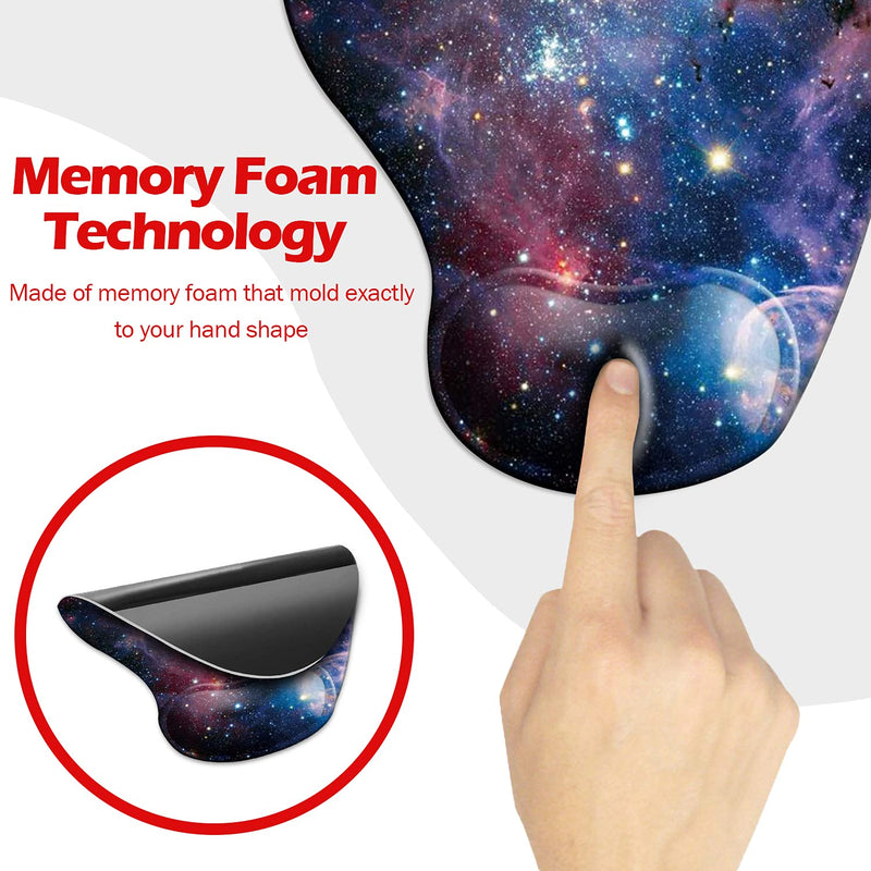 Dooke Ergonomic Mouse Pad with Wrist Support, Cute Mouse Pads with Non-Slip Rubber Base for Home Office Working Studying Easy Typing & Pain Relief Blue Red Nebula - LeoForward Australia