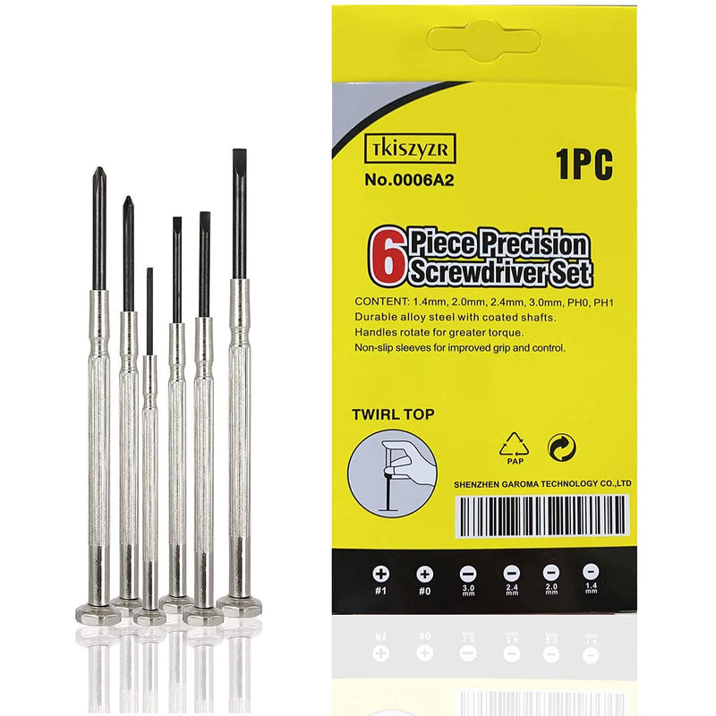  [AUSTRALIA] - 6Pcs Mini Screwdriver Set, Eyeglass Repair Screwdriver, Precision Repair Tool Kit with 6 Different Size Flathead and Philips Screwdrivers, Ideal for Watch, Jewelers