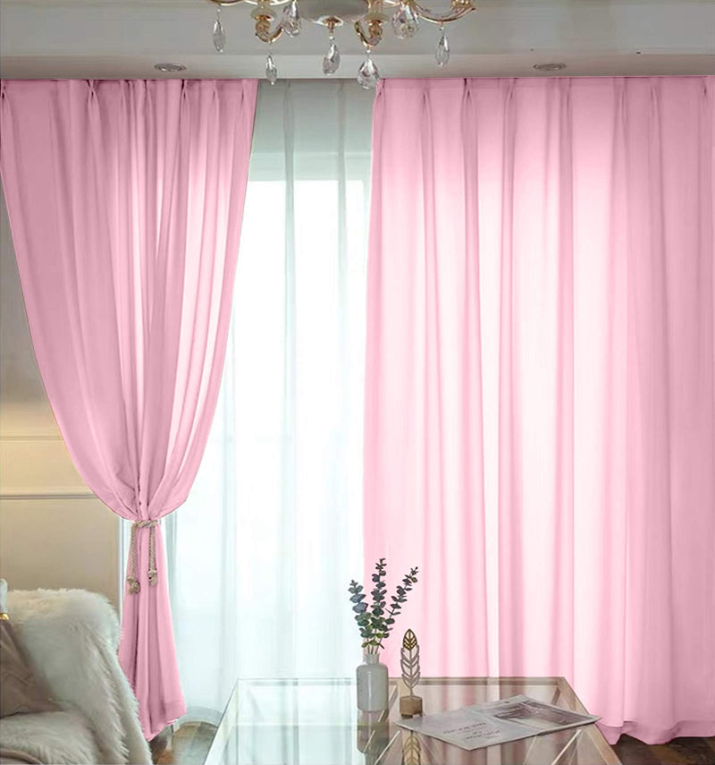  [AUSTRALIA] - Yancorp Non-See-Through Velvet Opaque Privacy Curtains 2 Panels Drapes for Living Room Bedroom Doorway Divider Semi Sheer Curtain Kithen Window Panels (Baby Pink, W33 X L45) Baby Pink W33" X L45"