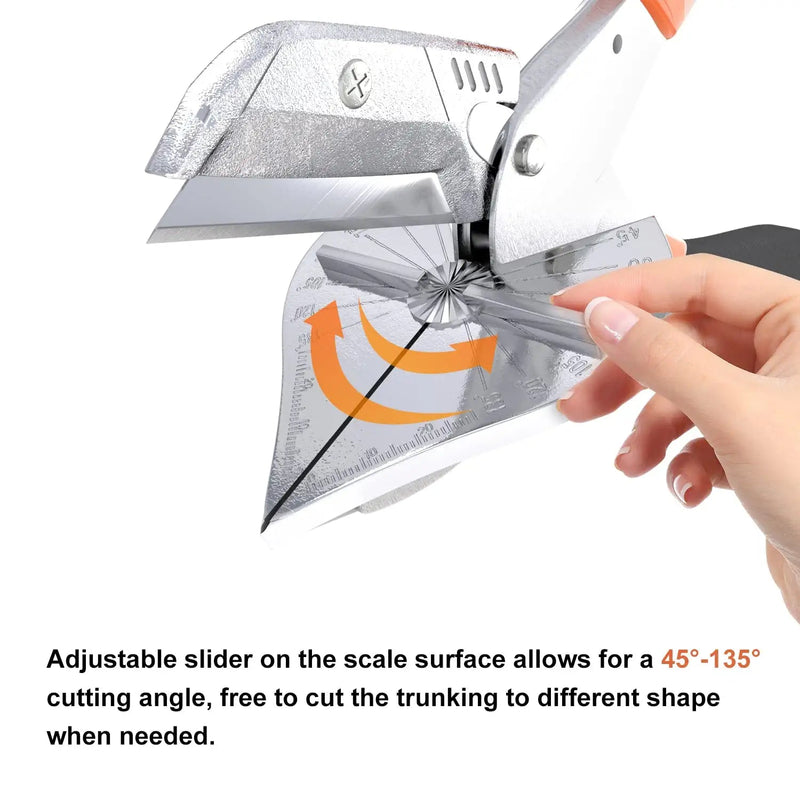  [AUSTRALIA] - Zhushan Multifunctional Shears Hand Tools ,Multi Angle Miter Shear Cutter with10 Replacement Blades 45-135 Degree Adjustable Angle Trim Tools for Cutting Chamfer,Soft Wood and Plastic PVC