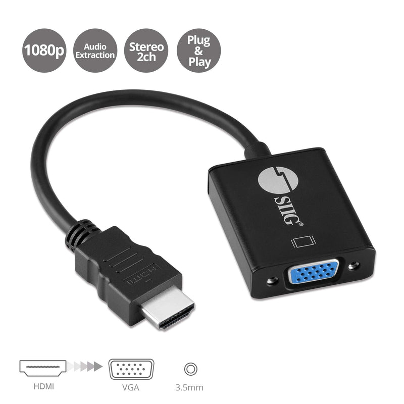  [AUSTRALIA] - SIIG CE-H22311-S1 Aluminum HDMI to VGA Adapter Converter with Audio