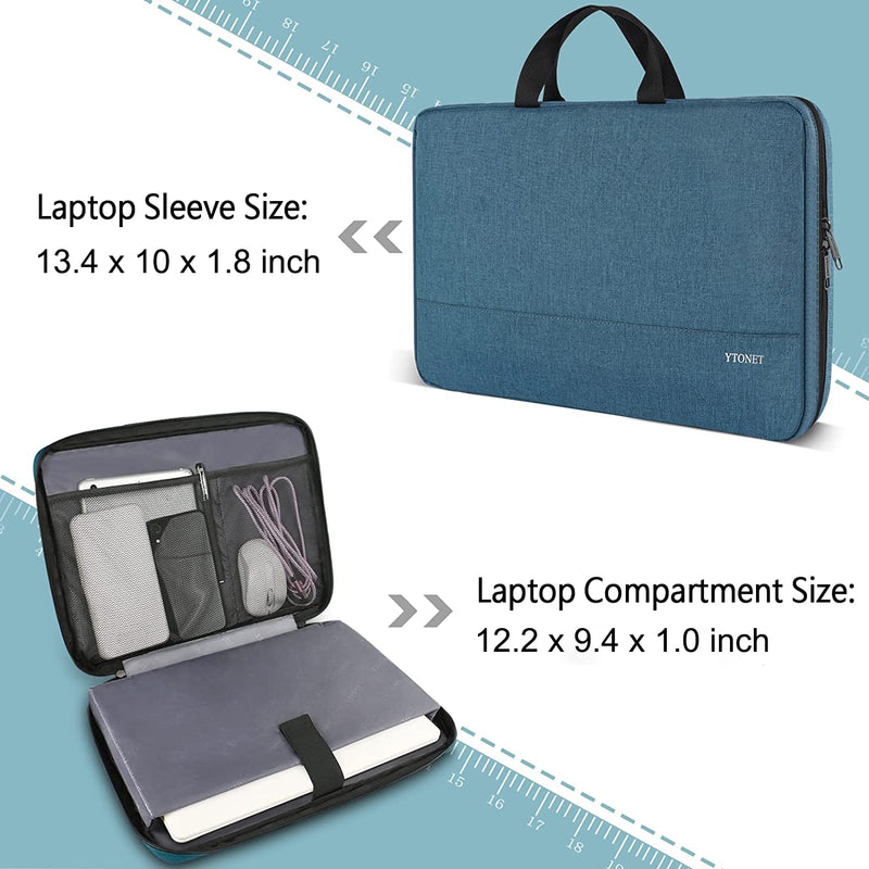  [AUSTRALIA] - Ytonet 13 13.3 Inch Laptop Sleeve Case, Water Resistant TSA Designed Laptop Carrying Case with Handle, Compatible with MacBook HP Dell Lenovo Acer Notebooks, Gifts for Women Men, Deep Teal 13-13.3 in