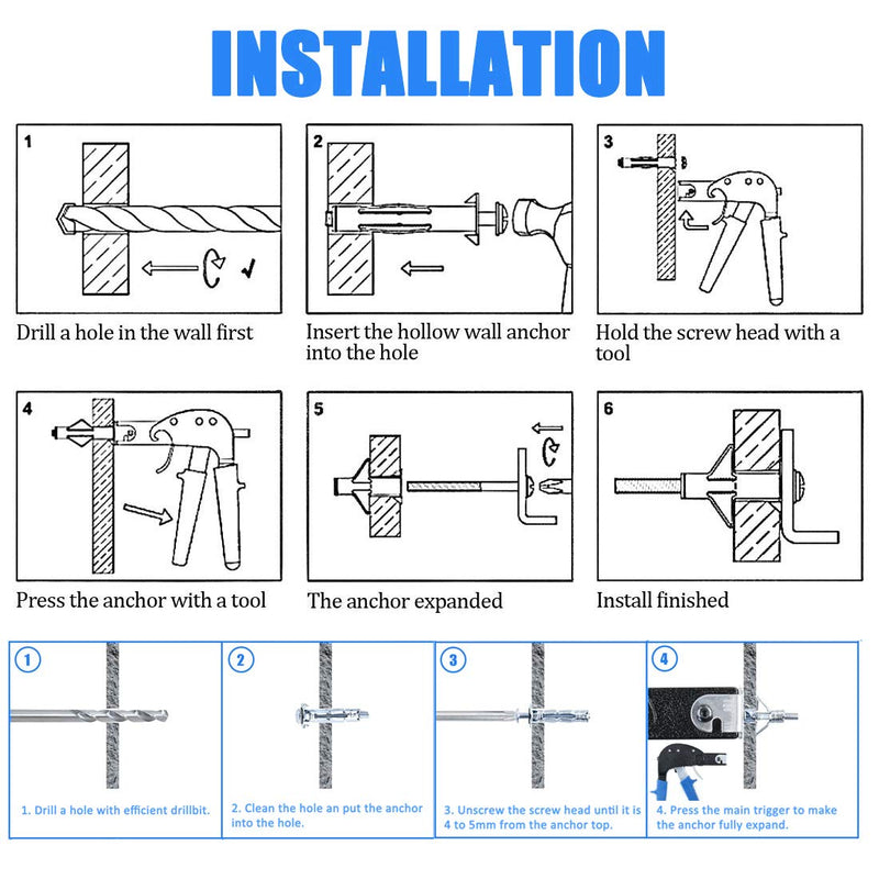  [AUSTRALIA] - ISPINNER Heavy Duty Wall Anchor Gun Metal Setting Tool for Hollow Wall Anchor Plasterboard Fixing