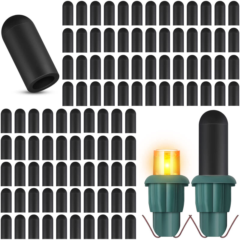  [AUSTRALIA] - 200 Pieces No Glow Caps Christmas Glass LED Glow Plug Cap Light Blackout Caps No Glow Caps Black Out Cover for Christmas Lights (200 Pieces, 5 x 13 mm) 200