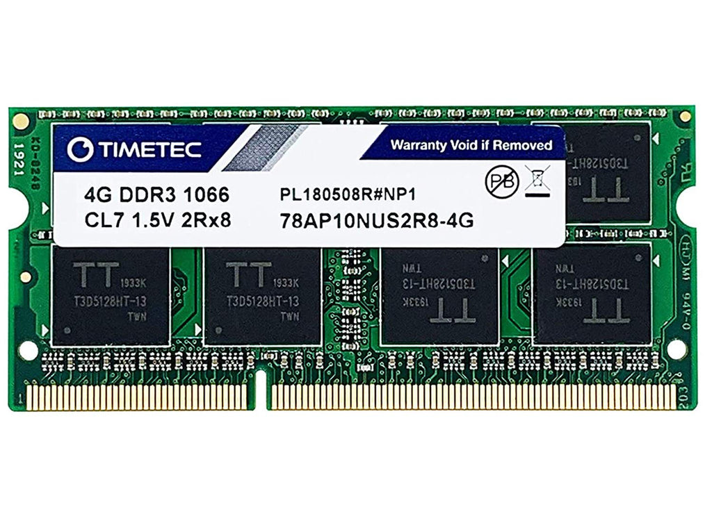  [AUSTRALIA] - Timetec 4GB DDR3 1066MHz PC3-8500 Non-ECC Unbuffered 1.5V CL7 2Rx8 Dual Rank 204 Pin SODIMM Laptop Notebook PC Computer Memory RAM Module Upgrade (4GB)