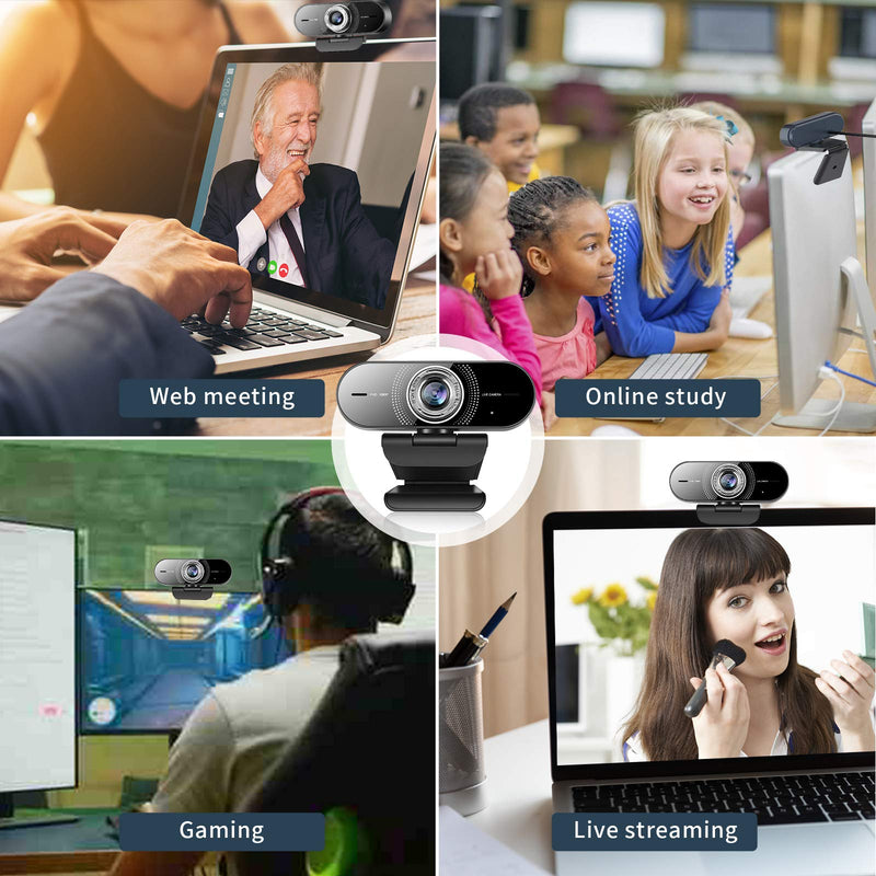  [AUSTRALIA] - 1080P Computer Camera with Microphone,Web Camera with Wide Angle for Conferencing/Online Teaching/Meeting,Low-Light Correction and Manual Focus Webcam for PC/Laptop/Desktop