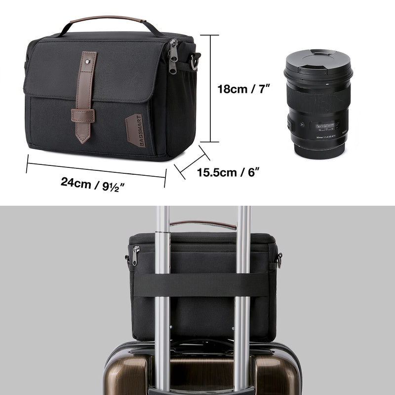 Camera Bag, BAGSMART DSLR Camera Case Water Resistant Camera Gadget Shoulder Bag for Men and Women, Black - LeoForward Australia