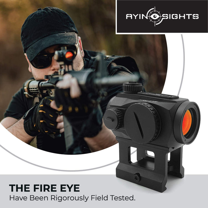  [AUSTRALIA] - AYIN Sights FireEye 1x22 Tactical / Hunting Red Dot with 1 Inch Riser, Low Profile Mount & Scope Cover