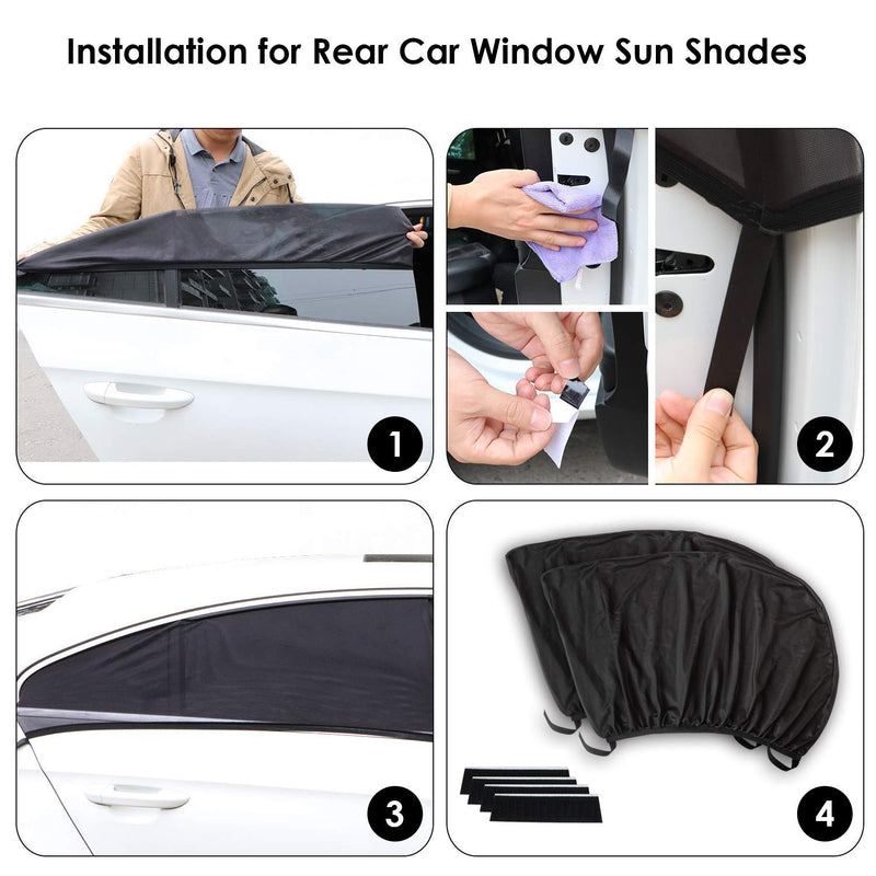 REACHS Car Window Shade Rear Side Door Sun Shades Block Sun Glare UV Rays and Privacy Protection for Auto Back Seat Passenger/Women/Kids/Baby/Pets Double Layer Design(2 Pack) - LeoForward Australia