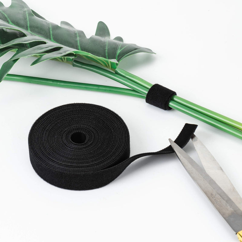  [AUSTRALIA] - BRAVESHINE Cable Management Fastening Tape Strips - 3/4 Inch 5 Yards Reusable Cable Ties Cord Organizer - Self Adhesive Hook Loop Roll Wire Bundling Straps for Home, Office or Garden Use (Black) Black