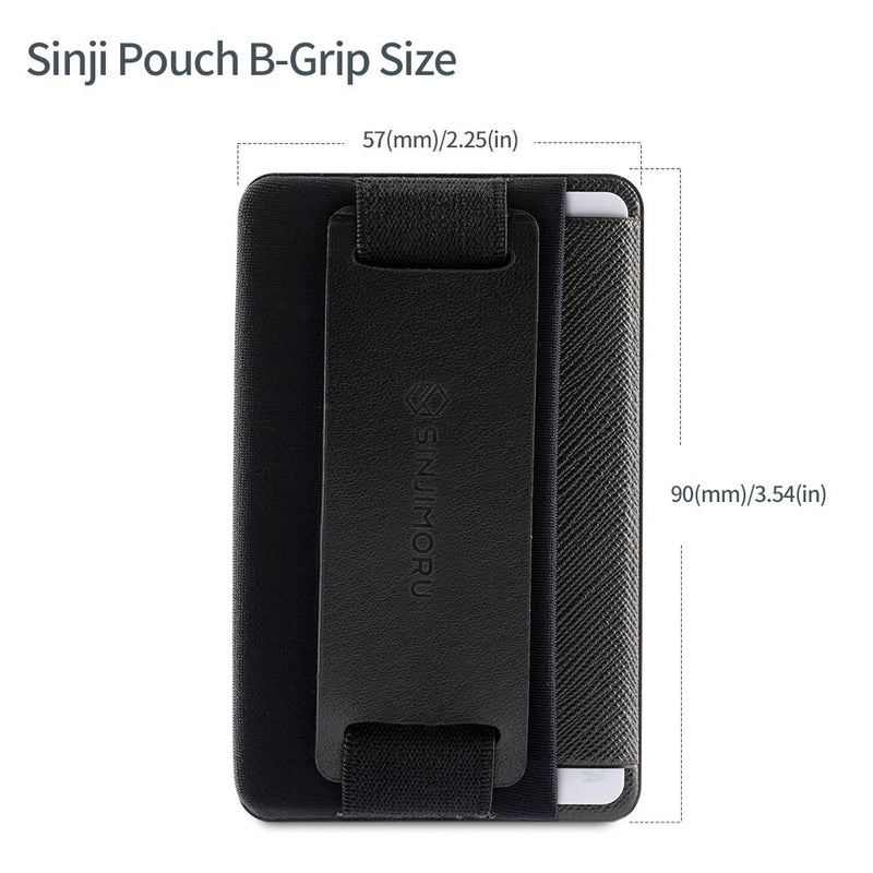 Sinjimoru Phone Grip Card Holder with Phone Stand, Secure Stick on Wallet for iPhone with Pop Out Stand for Table. Sinji Pouch B-Grip Black - LeoForward Australia