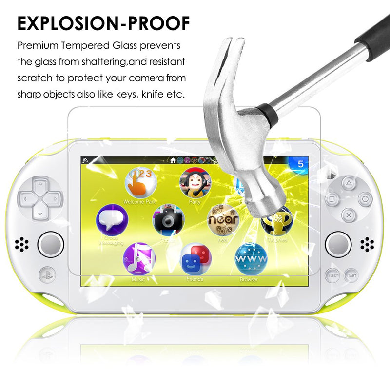  [AUSTRALIA] - Protective Case Compatible Sony Playstation Vita 2000 & Screen Protectors, AFUNTA 2 Pcs Tempered Glass for Front Screen & PET Film for The Back, 1 Carrying EVA Case Compatible PS Vita PSV Console