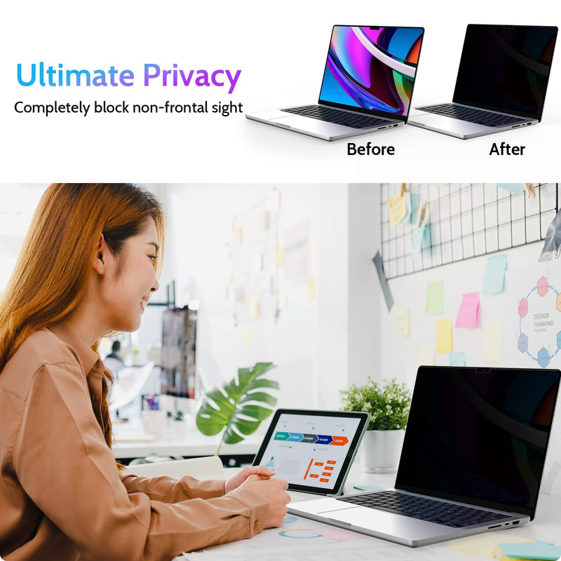  [AUSTRALIA] - Upgrade Magnetic Privacy Screen MacBook Pro 14 Inch 2021, Bottom Nano Suction Not Float, Removable Anti Blue Light Glare Filter Black Security Private Protector for Mac 14.2" (2021, M1 Chip)-A2442 MacBook Pro 14 Inch(2021,M1)