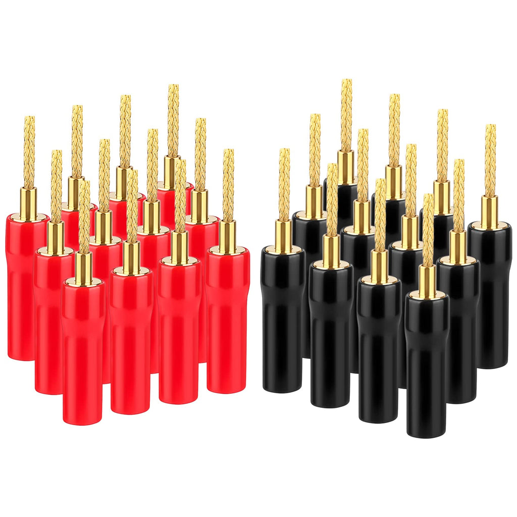  [AUSTRALIA] - Flex Pin Banana Plugs for Speaker Wire-12 Pairs,PVC Soft Shell, Speaker Connector Pin Plug Type, 24K Gold Plated Insulated for Spring-Loaded Banana Jack Terminals 12 Pairs/24 Pcs