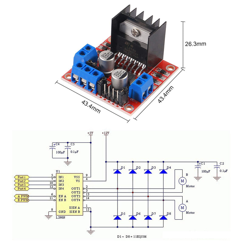  [AUSTRALIA] - 6PCS L298N Motor Driver Board Module DC Stepper Motor Controller Dual H-Bridge Smart Car Robot Power UNO MEGA R3 Mega2560
