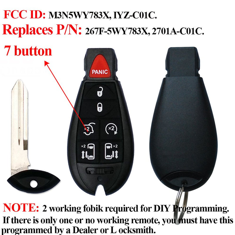  [AUSTRALIA] - SaverRemotes 7 Button Key Fob Compatible for 2008-2015 Chrysler Town and Country, 2008-2014 Dodge Grand Caravan