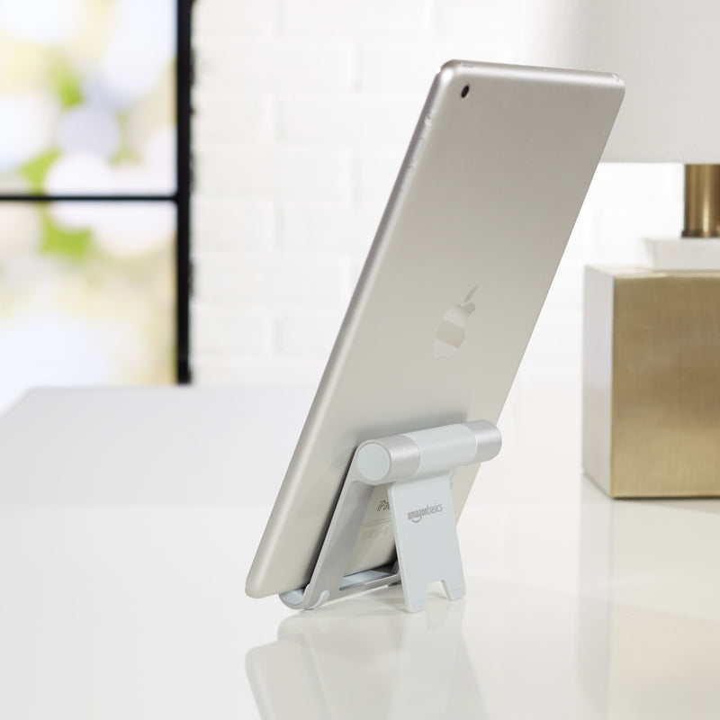  [AUSTRALIA] - Amazon Basics Multi-Angle Portable Stand for iPad Tablet, E-reader and Phone - Silver White