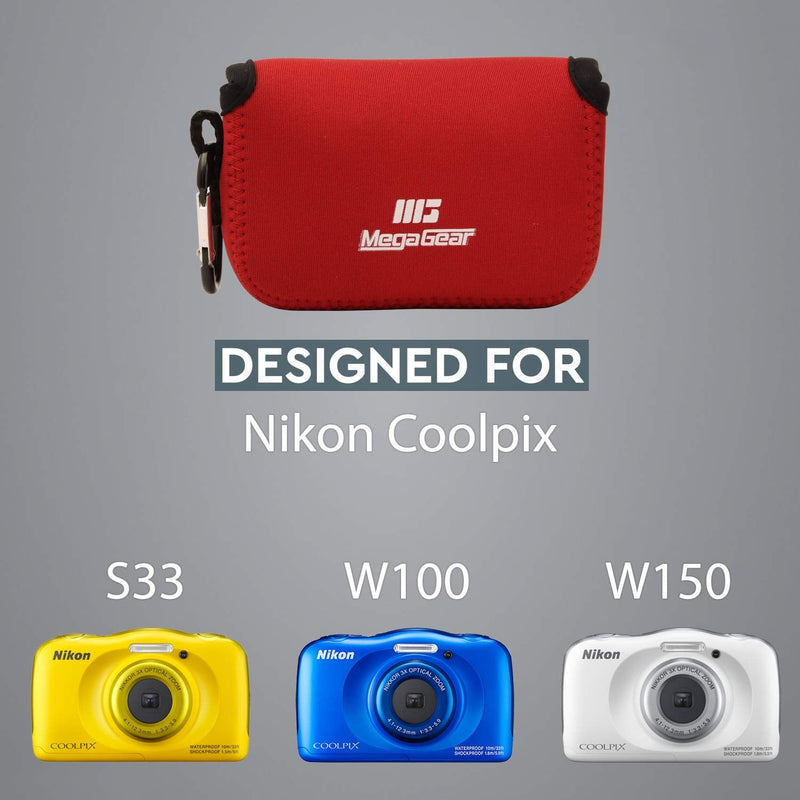  [AUSTRALIA] - MegaGear Ultra Light Neoprene Camera Case Compatible with Nikon Coolpix W150, W100, S33 Red