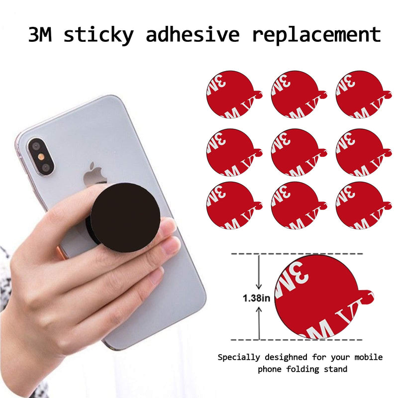  [AUSTRALIA] - K TOMOTO [10 Pack] 3M VHB Sticky Adhesive Pads for Socket Mount Base, Duble Side Heat Resistant Strong Sticker Replacement Tape for Phone Collapsible Grip & Stand Back, 1.3 Inches, Black