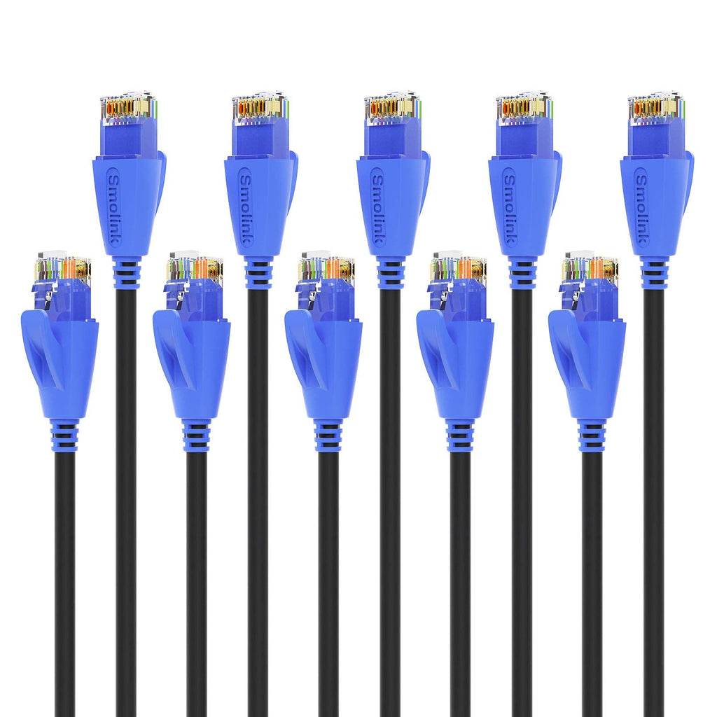  [AUSTRALIA] - Patch Ethernet Cable, 10 Pack 1ft Cat6 Snagless Patch Cords Computer LAN Network Cord Shielded S/FTP Compatible with 8/10 Port Switch POE 10port Gigabit, Router, Modem, 10Gbps 600Mhz, Black 1 Feet