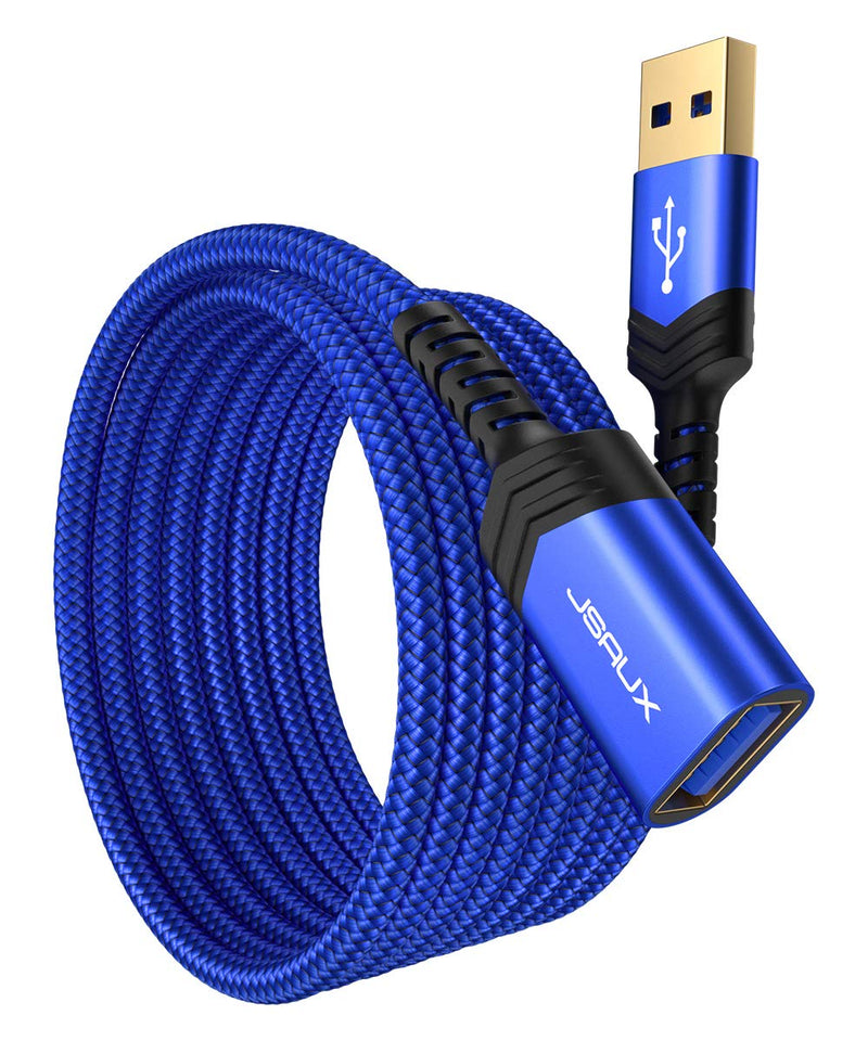  [AUSTRALIA] - JSAUX USB 3.0 Extension Cable, (2Pack 6.6ft) USB A Male to USB A Female Extender Cord 5Gbps Data Transfer Compatible for USB Flash Drive, Keyboard, Printer, Playstation,Xbox,Card Reader and More(Blue) Blue