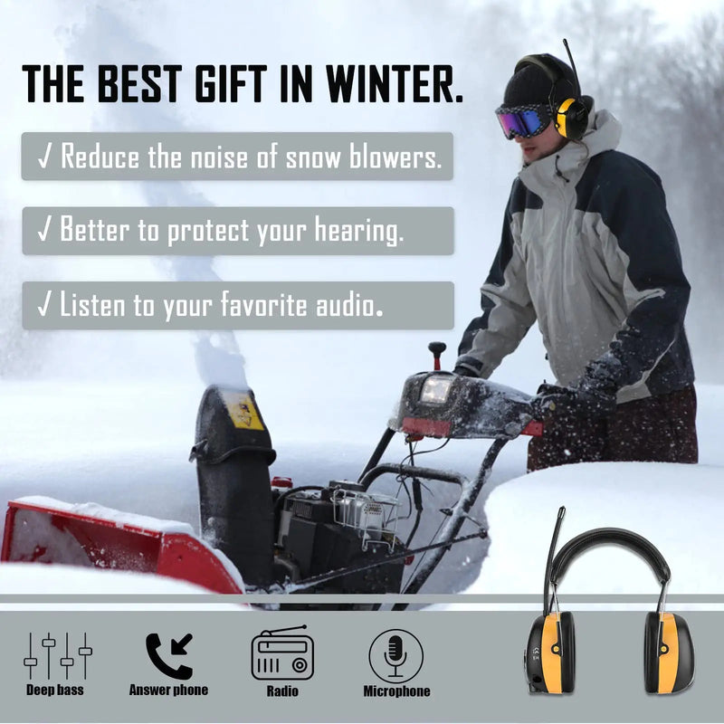  [AUSTRALIA] - ZOHAN EM042 AM/FM Radio Headphone with Digital Display,Ear Protection Noise Reduction Safety Ear Muffs,Ultra Comfortable Hearing Protector for Lawn Mowing and Landscaping - Yellow Em042 Yellow