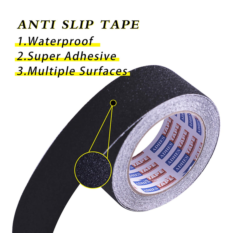  [AUSTRALIA] - ADHES Grip Step Tape Anti Slip Tape Non Slip Tape Non-Kid Treads Safety Tape 2inch x 20feet High Traction Strong Adhesive Waterproof black