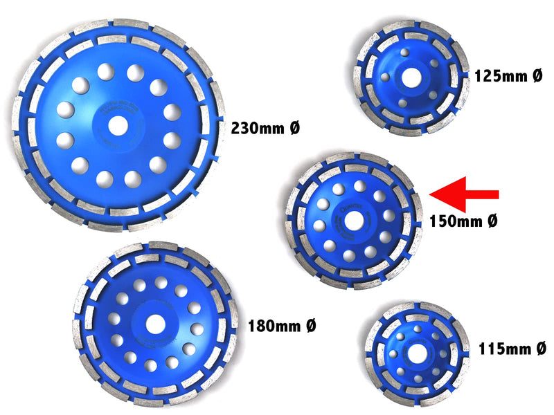  [AUSTRALIA] - Pack of 2 QUANTEX diamond cup wheels 150mm for concrete grinders and angle grinders. Cup wheel, grinding plate, grinding wheel.