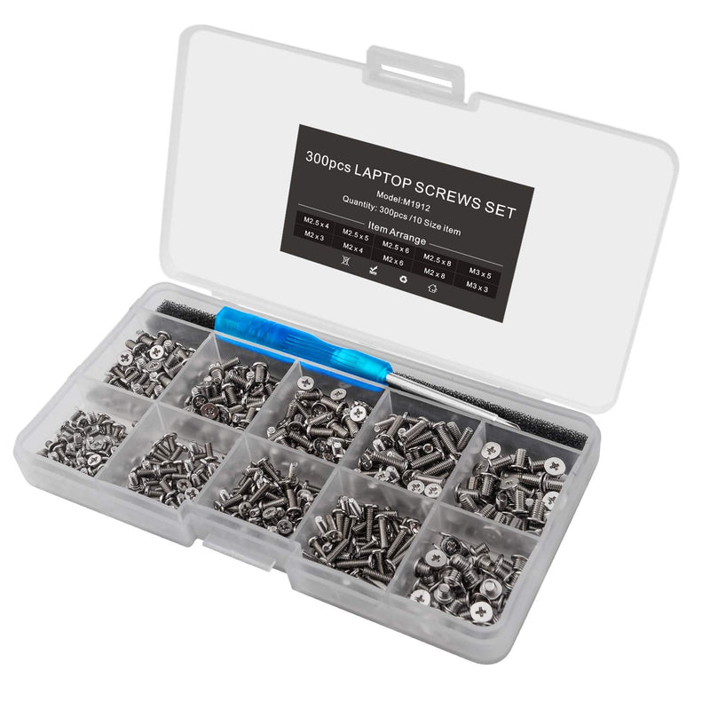  [AUSTRALIA] - Mcsher 500pcs Laptop Notebook Screws Set for IBM HP Dell Lenovo Samsung Sony Toshiba Acer Gateway Screw Assortment Kit with Screwdriver - Silver