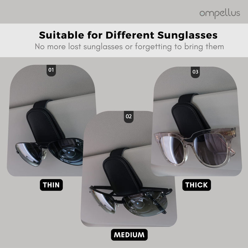  [AUSTRALIA] - Ompellus Magnetic Sunglass Holder, Leather Eyeglass Clip for Car Visor, Car Interior Accessories (1PC Black) 1PC Black